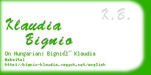 klaudia bignio business card